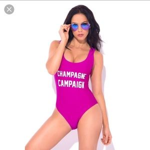 Champagne Campaign one piece bathing suit